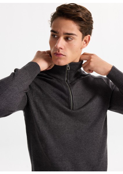 Gmg Fırenze Dik Yaka Regular Fit Antrasit Erkek Kazak GU25MFW04026 fiyatları