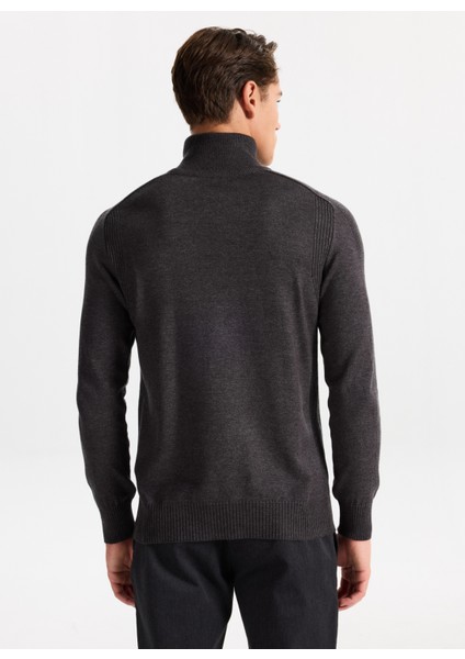 Gmg Fırenze Dik Yaka Regular Fit Antrasit Erkek Kazak GU25MFW04026