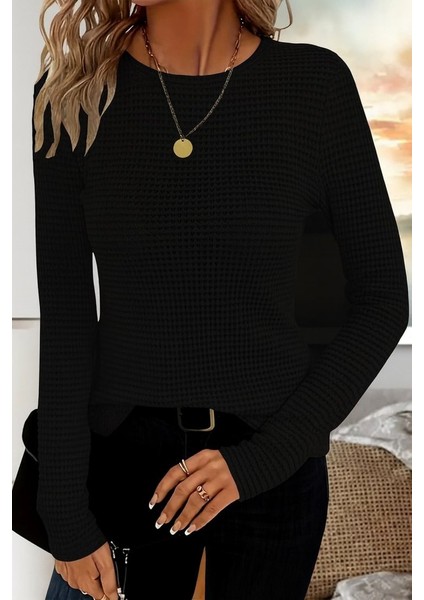Kadın Uzun Kollu Bisiklet Yaka Triko Kazak