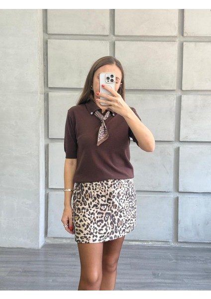 Leopar Şort Etek