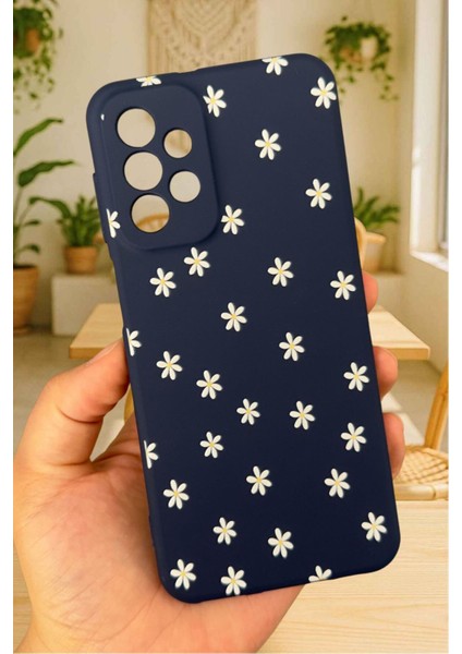 Samsung Galaxy A72 Uyumlu Mini Papatya Desenli Silikon Darbe Emici Klasik Korumalı Rubber Kılıf