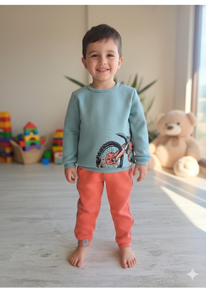 Erkek Kız Çocuk Alt Üst Takım Unisex Uzun Kollu Eşofman Rahat Spor Şık Modern Tasarım Ribanalı