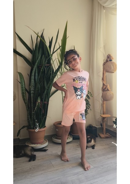 Kız Çocuk Şortlu Takım Kuromi Somon fiyatları