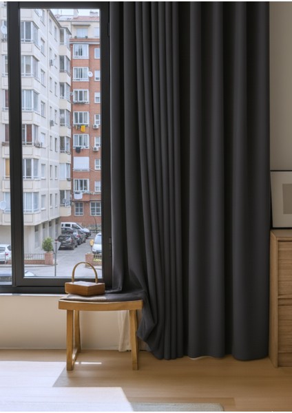 Kahve- Düz Fon Perde - Pilesiz Düz Dikim - GT55