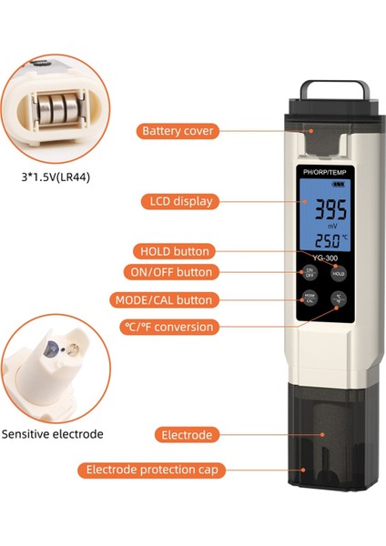 YG-300 Su Test Cihazı Ph Orp Sıcaklık Test Cihazı Temp Metre Akvaryum Havuzu Hidroponik Içme Suyu Kalitesi Dedektörü (Yurt Dışından) fiyatları