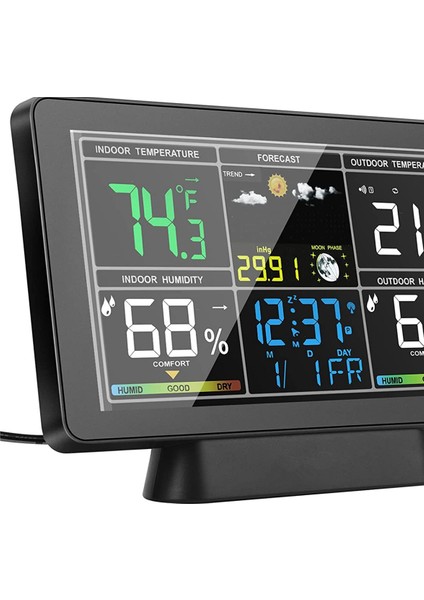 LCD Hava Durumu Istasyonu Kablosuz Dijital Termometre Elektrikli Iç/dış Mekan Termometresi Higometre Ab Fişi (Yurt Dışından)