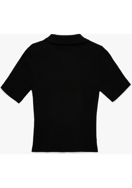 Regular Fit Yarım Düğmeli Kısa Kollu Polo Yaka Triko Kazak fırsatları