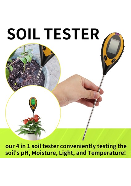 Toprak Ph Metre Toprak Test Cihazı, 4&#39;ü 1 Toprak Test Kiti, Ph Nem Sıcaklığı Işık Su Test Cihazı ve Monitör, Test Kitleri (Yurt Dışından) indirimleri