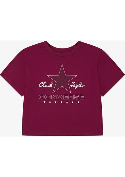 Baskılı Mor Kız Çocuk T-Shirt 4CH404-RAU-CNVG Chuck Taylor Star