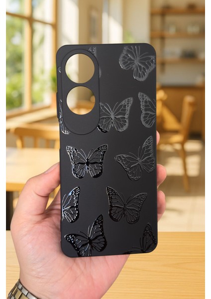 Oppo A60 Uyumlu Siyah Kelebek Desenli Silikon Darbe Emici Klasik Korumalı Rubber Kılıf fiyatları