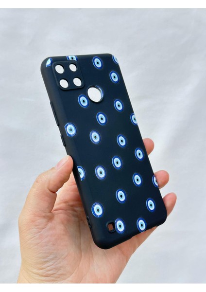 Realme C21Y ve C25Y -Nazar Boncuk Desenli Silikon Darbe Emici Klasik Korumalı Rubber Kılıf modelleri