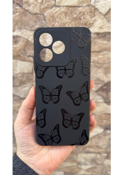 Realme C63 Uyumlu Siyah Kelebek Desenli Silikon Darbe Emici Klasik Korumalı Rubber Kılıf fiyatları