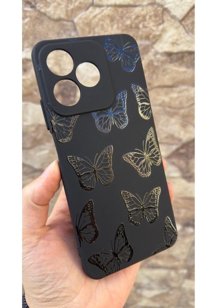 Realme C63 Uyumlu Siyah Kelebek Desenli Silikon Darbe Emici Klasik Korumalı Rubber Kılıf modelleri