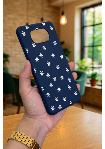 Poco X3 ve X3 Pro -Mini Papatya Desenli Silikon Darbe Emici Klasik Korumalı Rubber Kılıf modelleri