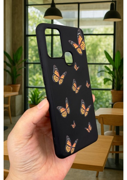 Samsung Galaxy A21S - Turuncu Kelebek Desenli Silikon Darbe Emici Klasik Korumalı Rubber Kılıf fırsatları