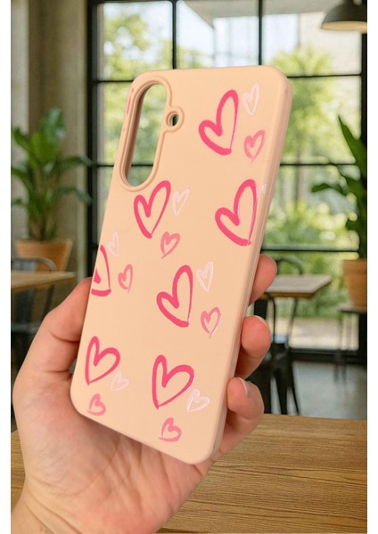 Samsung Galaxy A56 Uyumlu Pembe Kalp Desenli Silikon Darbe Emici Klasik Korumalı Rubber Kılıf fırsatları