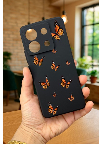 Xiaomi Redmi Note 13 Pro 5g Kelebek Desenli Silikon Darbe Emici Klasik Korumalı Rubber Kılıf