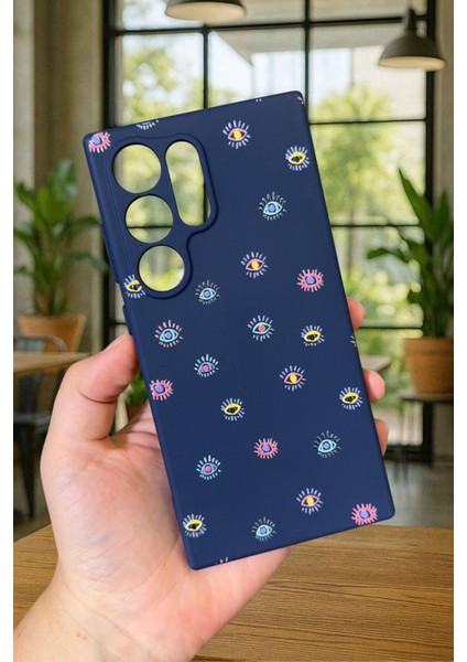 Samsung Galaxy S24 Ultra - Mini Evıl Eye Desenli Silikon Darbe Emici Klasik Korumalı Rubber Kılıf