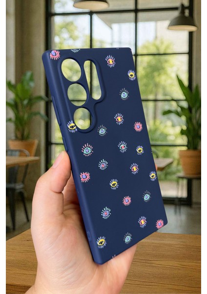 Samsung Galaxy S24 Ultra - Mini Evıl Eye Desenli Silikon Darbe Emici Klasik Korumalı Rubber Kılıf modelleri