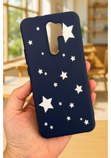Xiaomi Redmi 9 Uyumlu Mini Yıldız Desenli Silikon Darbe Emici Klasik Korumalı Rubber Kılıf