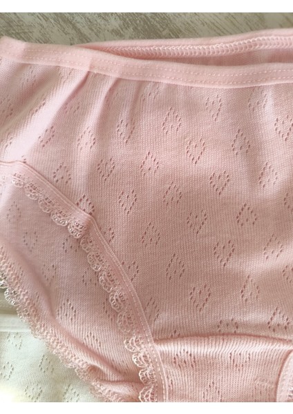 Kız Çocuk Külot 3'lü Jakarlı Terletmez %100 Pamuk Beyaz Krem Pembe modelleri
