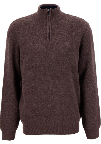 Bato Yaka Slim Fit Düz Kahve Erkek Kazak F5WM-KZK 2316