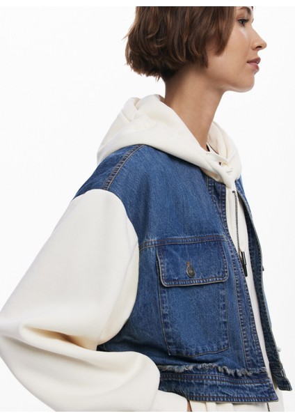 Düz Beyaz - Mavi Kadın Sweatshırt 25WWSK06 fırsatları