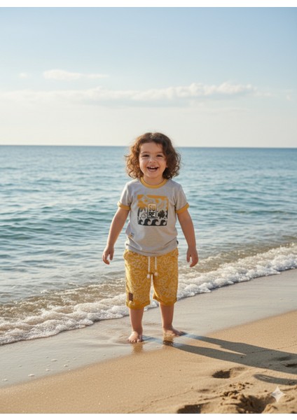 Çocuk Unisex Kız Erkek Şortlu Alt Üst Takım Kreş %100 Pamuk Rahat Tarz Tasarım Premium