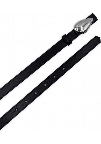 Damla Tokalı Kadın Siyah Ince Suni Deri Kemer – Elbise Kemeri, Pantolon Kemeri modelleri