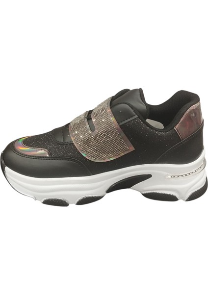 928315Z 5 cm Topuk Boyu Ortopedik Bantlı Günlük Kadın Simli Sneaker Ayakkabı fiyatları