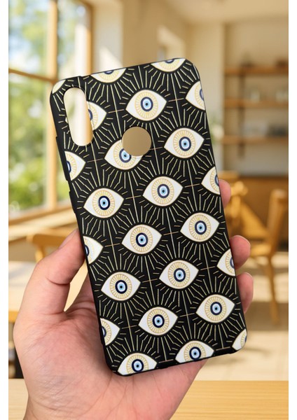 Huawei Y7 2019 Uyumlu Evıl Eye Desenli Silikon Darbe Emici Klasik Korumalı Rubber Kılıf