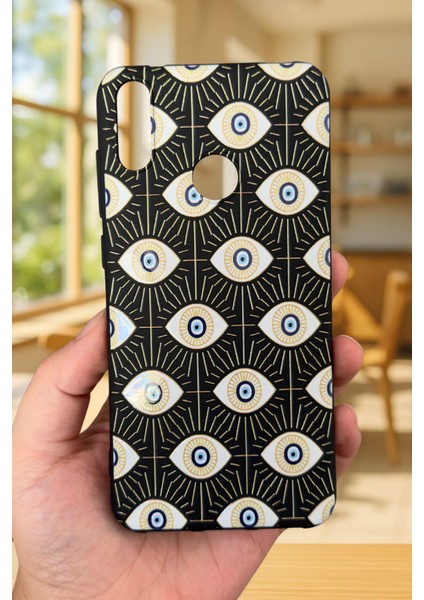 Huawei Y7 2019 Uyumlu Evıl Eye Desenli Silikon Darbe Emici Klasik Korumalı Rubber Kılıf fiyatları