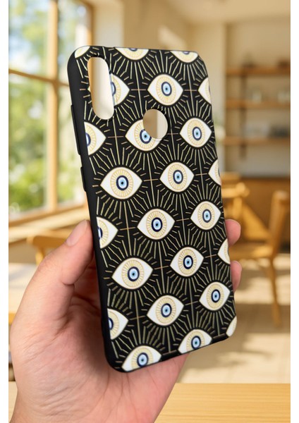 Huawei Y7 2019 Uyumlu Evıl Eye Desenli Silikon Darbe Emici Klasik Korumalı Rubber Kılıf modelleri