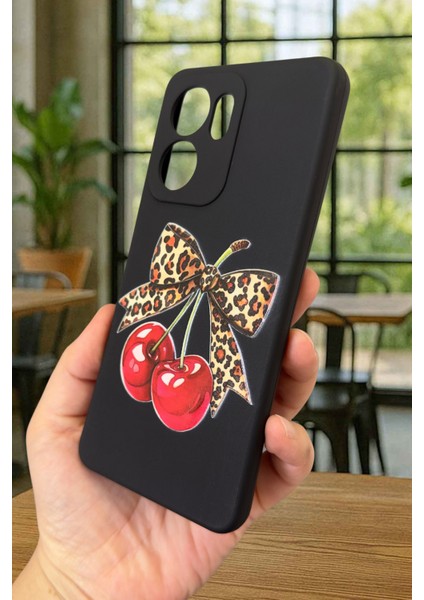 Oppo Reno 13 F Uyumlu Kiraz Leopar Fiyonk Desenli Silikon Darbe Emici Klasik Rubber Kılıf fırsatları