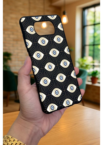 Poco X3 ve X3 Pro Uyumlu Evıl Eye Desenli Silikon Darbe Emici Klasik Korumalı Rubber Kılıf modelleri