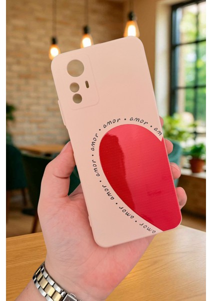 Redmi Note 12S - Amor Kalp Silikon Darbe Emici Klasik Korumalı Rubber Kılıf