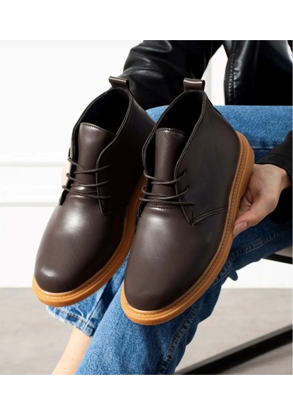 Bağcıklı Bilek Boy Klasik Termo Taban Bot - Kahverengi - 39