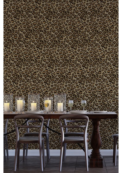 Leopar Desenli Duvar Kağıdı -Isı ve Ses Yalıtımı Yırtılmaz