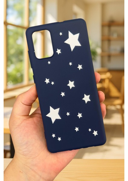 Samsung Galaxy A51 Uyumlu Mini Yıldız Desenli Silikon Darbe Emici Klasik Korumalı Rubber Kılıf
