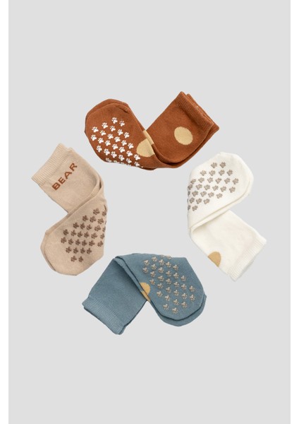 4 Çift Pamuklu Kaydırmaz Taban Çocuk Soket Çorap fiyatları