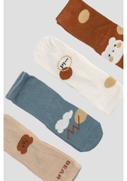 4 Çift Pamuklu Kaydırmaz Taban Çocuk Soket Çorap fırsatları