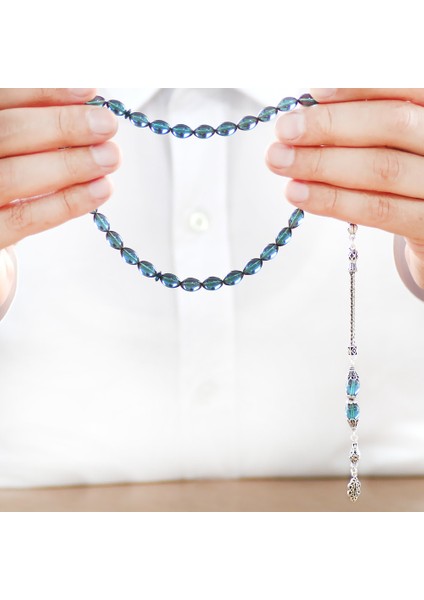 925 Ayar Gümüş Püsküllü Arpa Kesim Turkuaz Ateş Kehribar Tesbih fırsatları