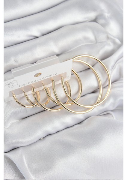 Pirinç Halka Model Gold Renk Kadın Set Küpe - TJ-BKP11041