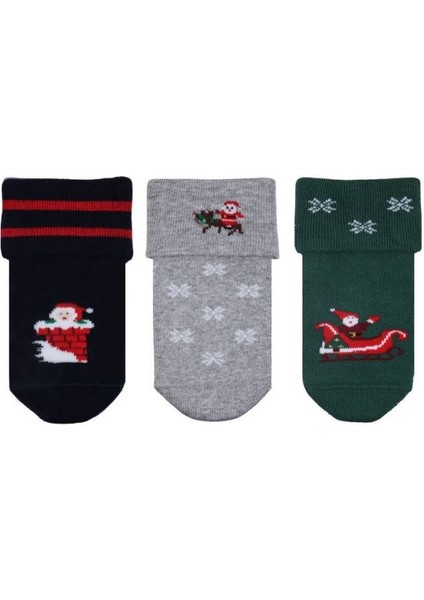 Noel Baba Havlu Erkek 3lü Bebek Soket ONL-02699