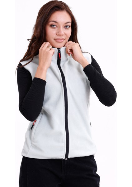 Kadın Slim Fit Tam Fermuarlı Polar Yelek