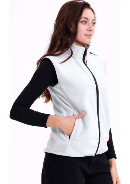 Kadın Slim Fit Tam Fermuarlı Polar Yelek