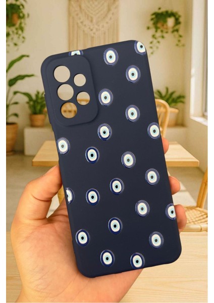 Samsung Galaxy A72 Uyumlu Nazar Boncuk Desenli Silikon Darbe Emici Klasik Korumalı Rubber Kılıf