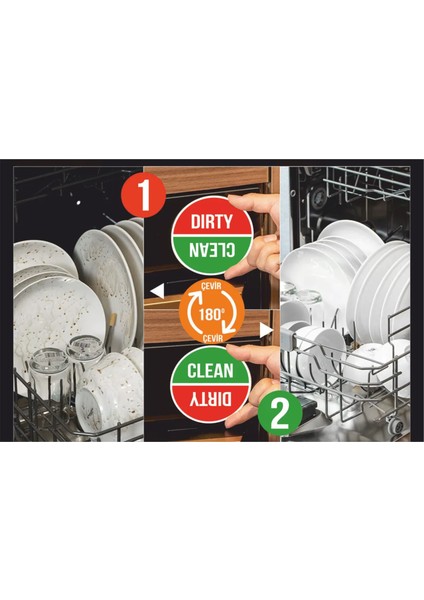 Clean Dirty Bulaşık Makinesi Magnet Mıknatıslı Yuvarlak Model modelleri