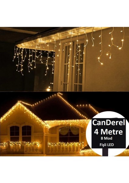 Perde LED Işık 4 Metre Genişlik 50X60X70 Saçak Gün Işığı - 96 Ledli Saçaklı LED 8 Fonksiyonlu modelleri