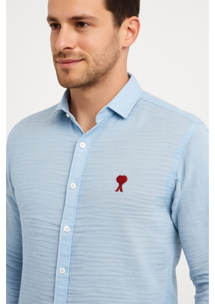 Erkek Nakışlı Keten Gömlek modelleri